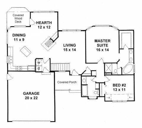 Plan # 1401 - Ranch | First floor plan