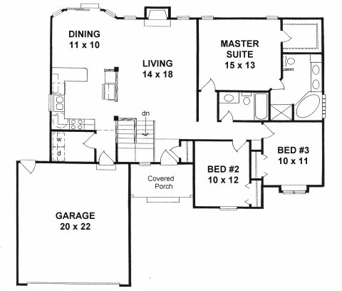 Plan # 1406 - Ranch | First floor plan