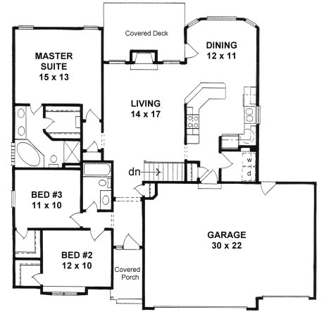 Plan # 1424 - Ranch | First floor plan