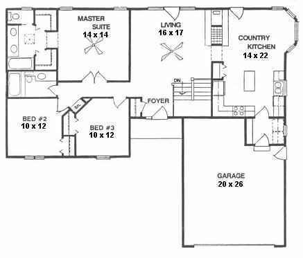 Plan # 1440 - Ranch | First floor plan
