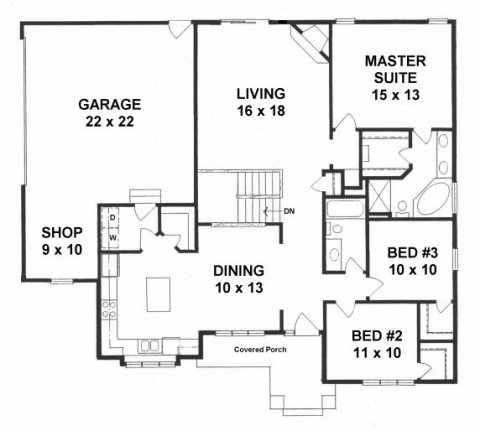 Plan # 1609 - Ranch | First floor plan