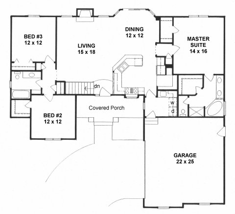 Plan # 1611 - Ranch | First floor plan