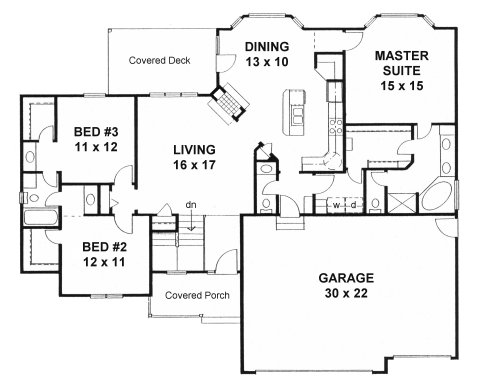 Plan # 1625 - Ranch | First floor plan