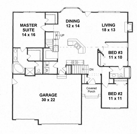 Plan # 1640 - Ranch | First floor plan