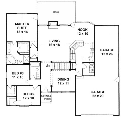 Plan # 1645 - Ranch | First floor plan
